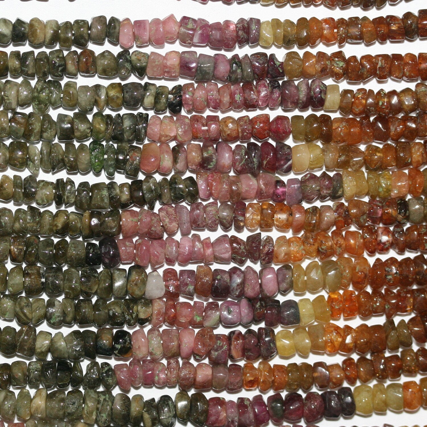 13" St Tourmaline Faceted Rondelle Beads 4x2mm.-Strand 34cm.