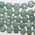 10" St Aquamarine Faceted Cube Beads 8-9mm.-Strand 25cm.