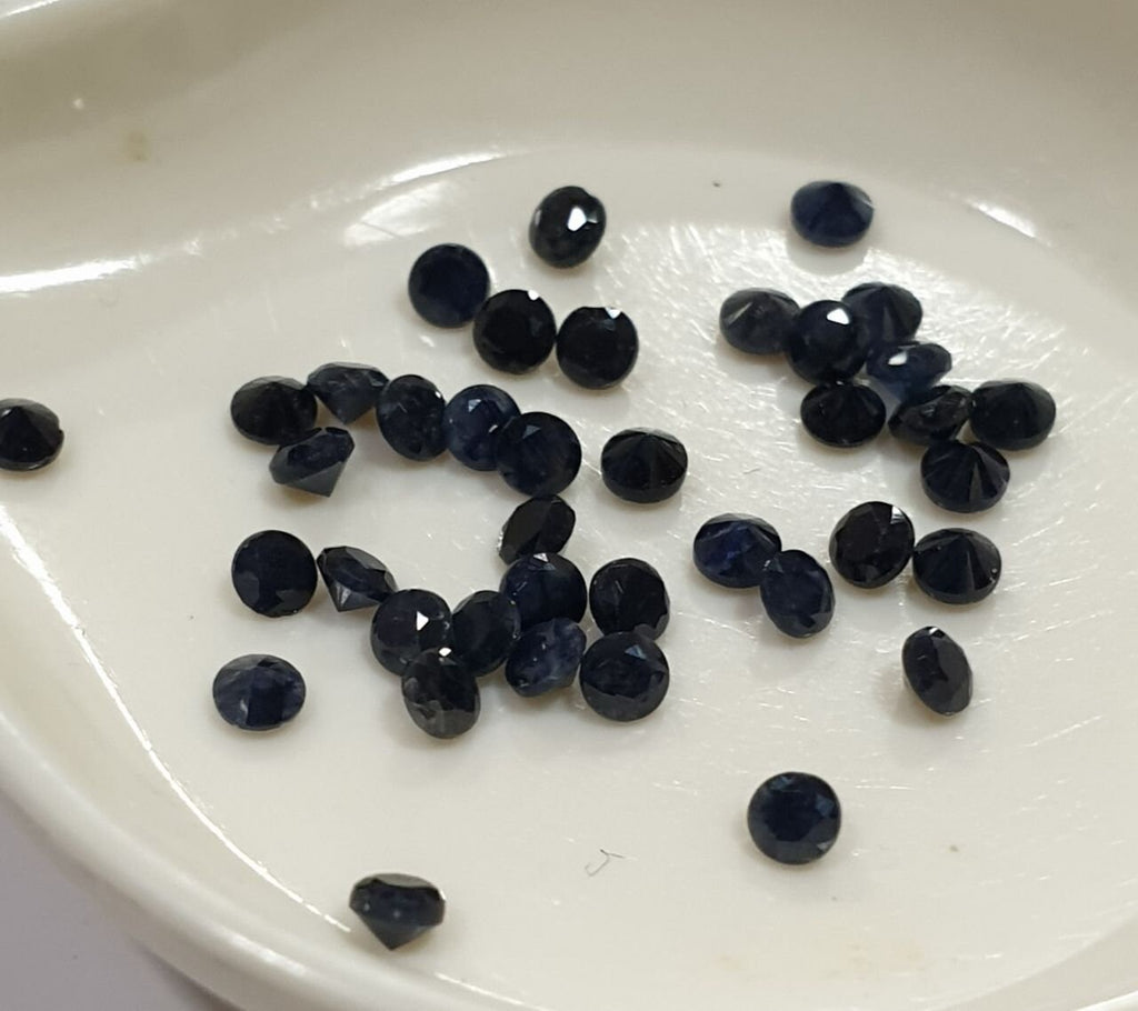 2 ct Sapphire Lot Natural Dark Blue Color Blue Sapphire 2mm Round Brilliant Cut- Wholesale Gemstones- Natural Stones For Jewelry