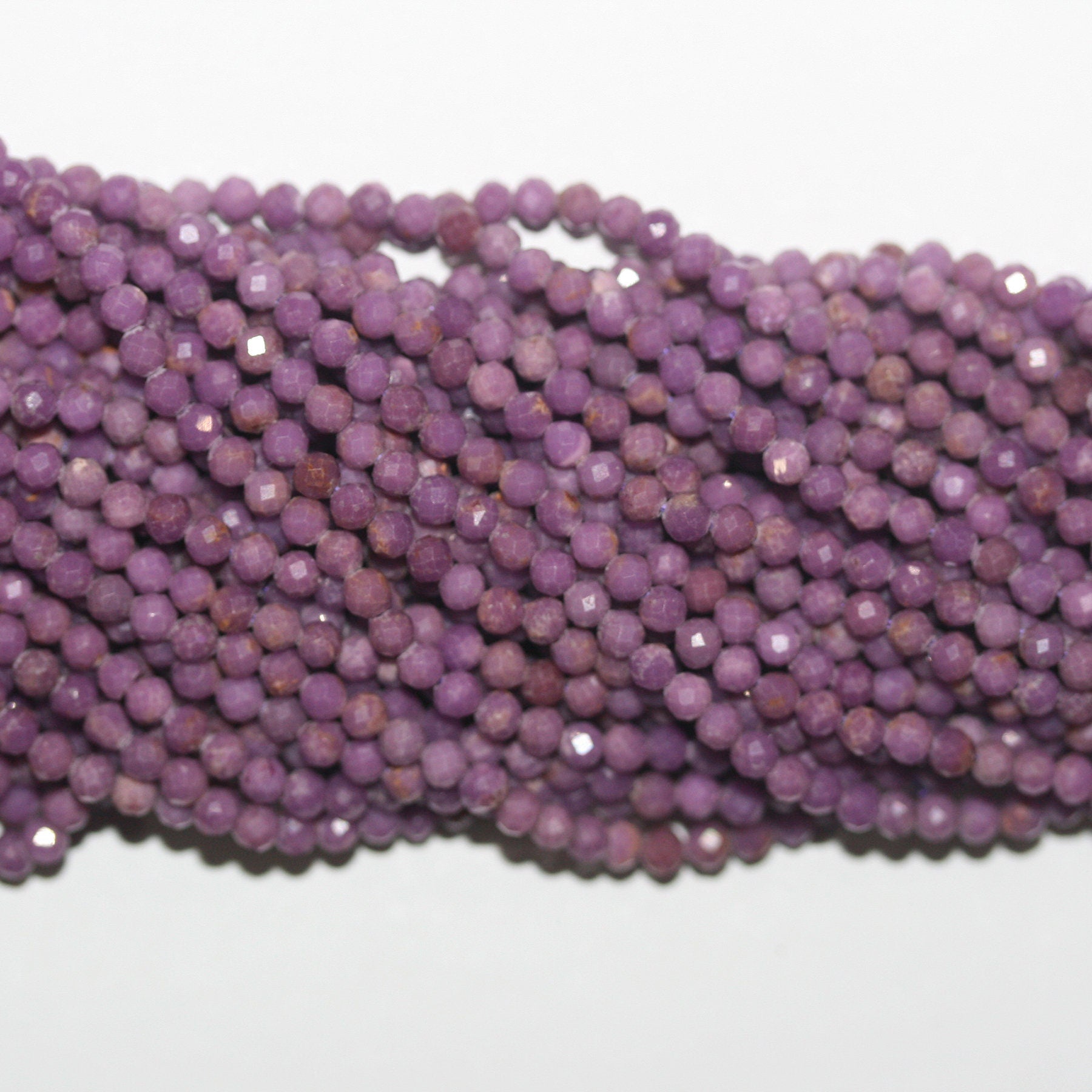 Perles rondes à facettes en phosphosidérite St de 14 pouces, 3,5 mm - Fil de 38 cm.