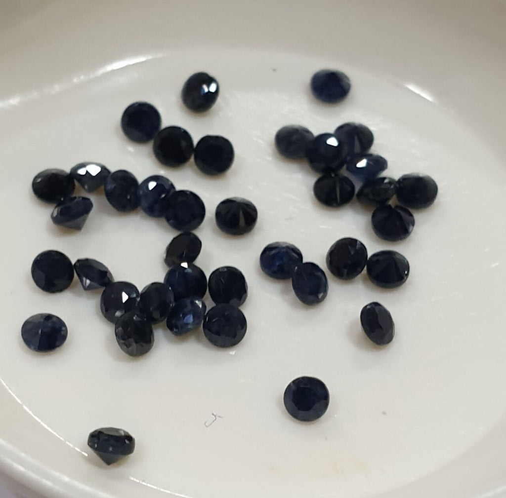 2 ct Sapphire Lot Natural Dark Blue Color Blue Sapphire 2mm Round Brilliant Cut- Wholesale Gemstones- Natural Stones For Jewelry