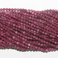 Perles rondes à facettes St Ruby de 3 mm, 14 pouces (35,5 cm) - Fil de 32 cm