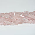 Perles de quartz rose facettées en forme de pépites, 8 x 6 mm environ, 14 pouces (35,5 cm) - Longueur du fil : 36 cm