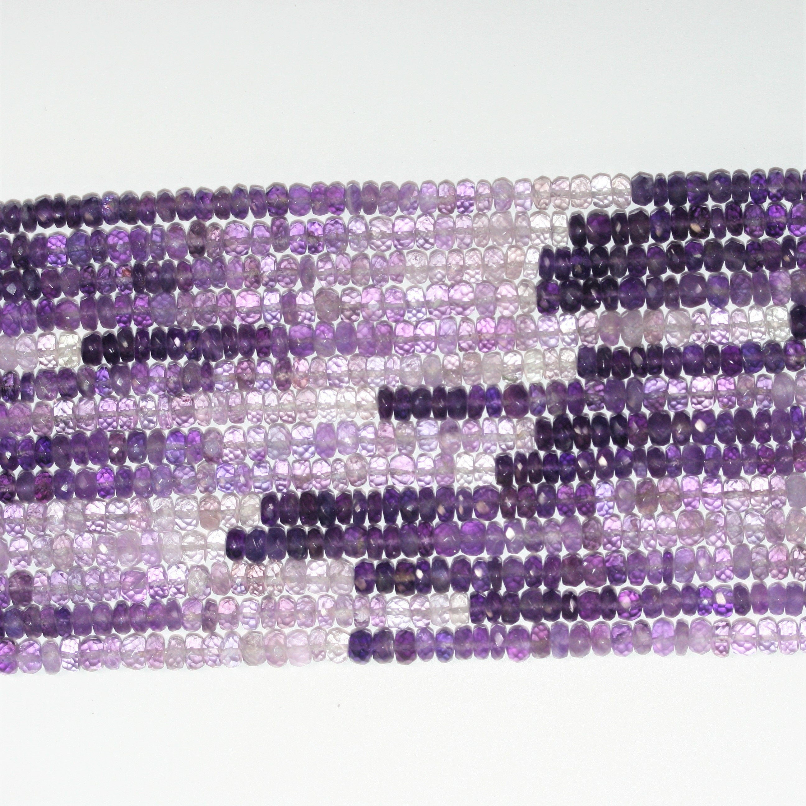 14" St Amethyst Faceted Rondelle Beads 4x2mm.-Strand 36cm.