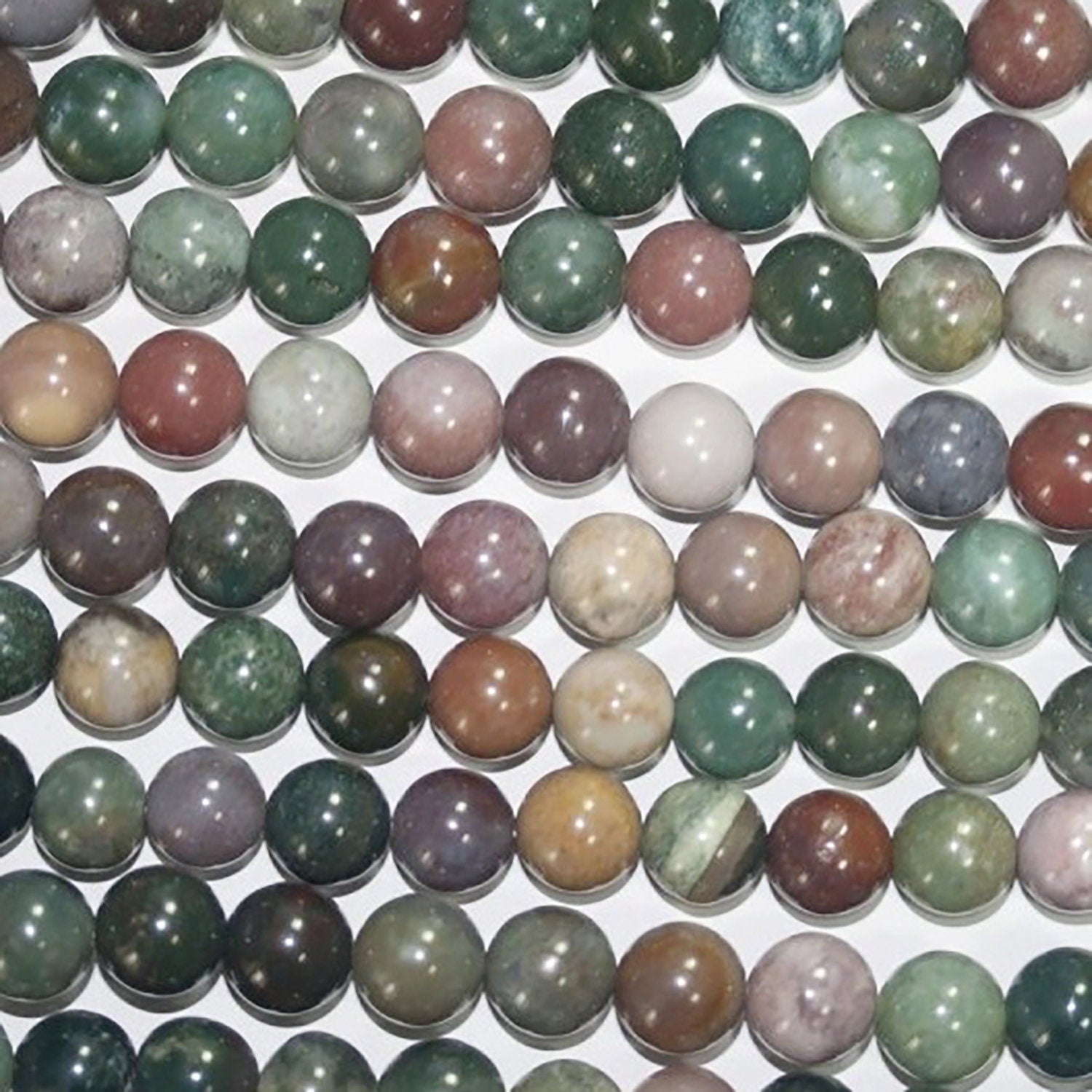 Cuentas redondas lisas de ágata india de 40 cm (16"), 8 mm (tira de 40 cm)