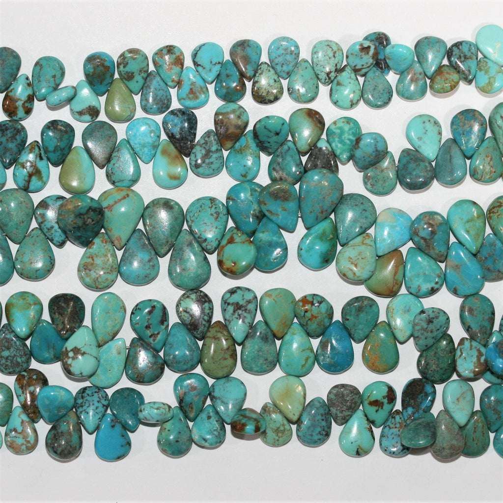 Cuentas lisas de turquesa de 7" St. 10 x 8 mm. Aprox. - Hilo de 19 cm.