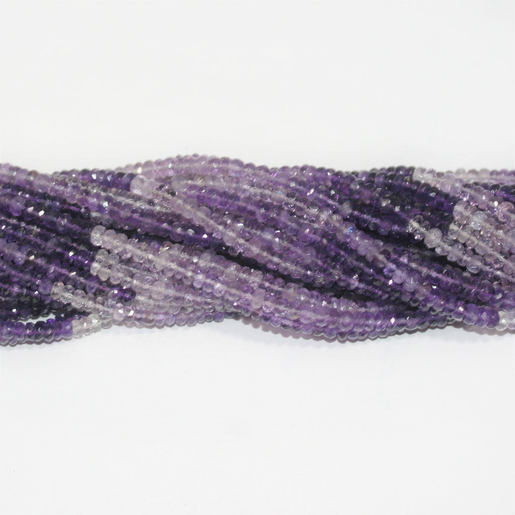 14" St Amethyst Faceted Rondelle Beads 4x2mm.-Strand 36cm.