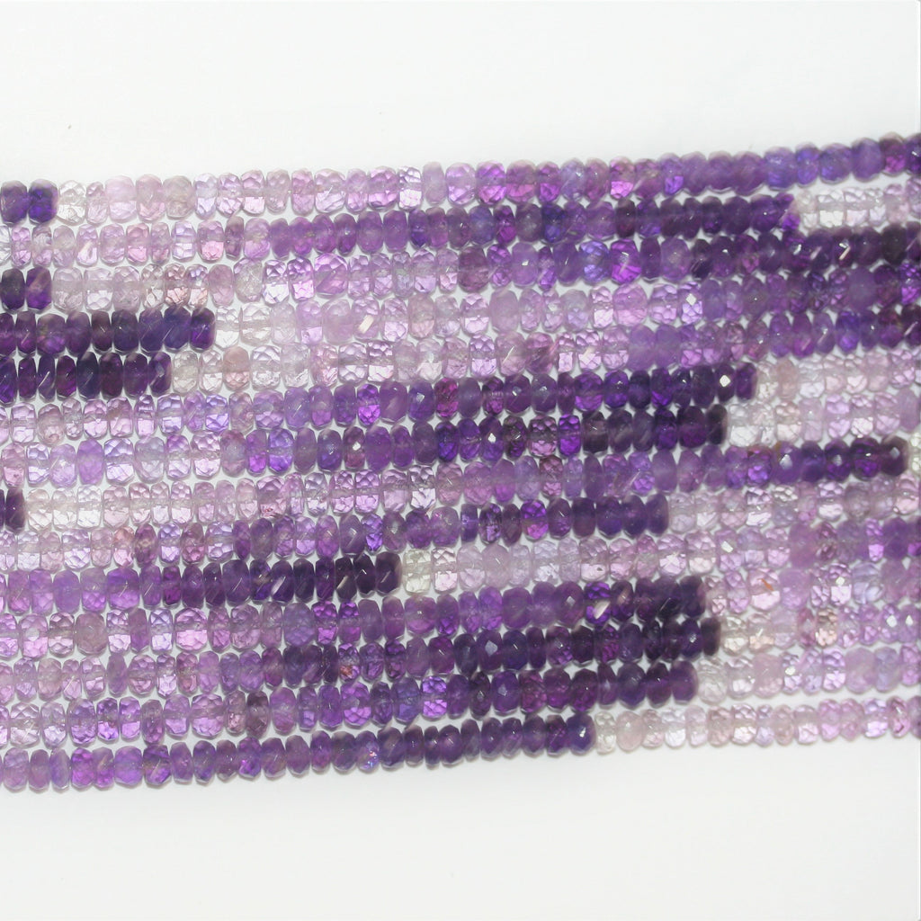 14" St Amethyst Faceted Rondelle Beads 4x2mm.-Strand 36cm.