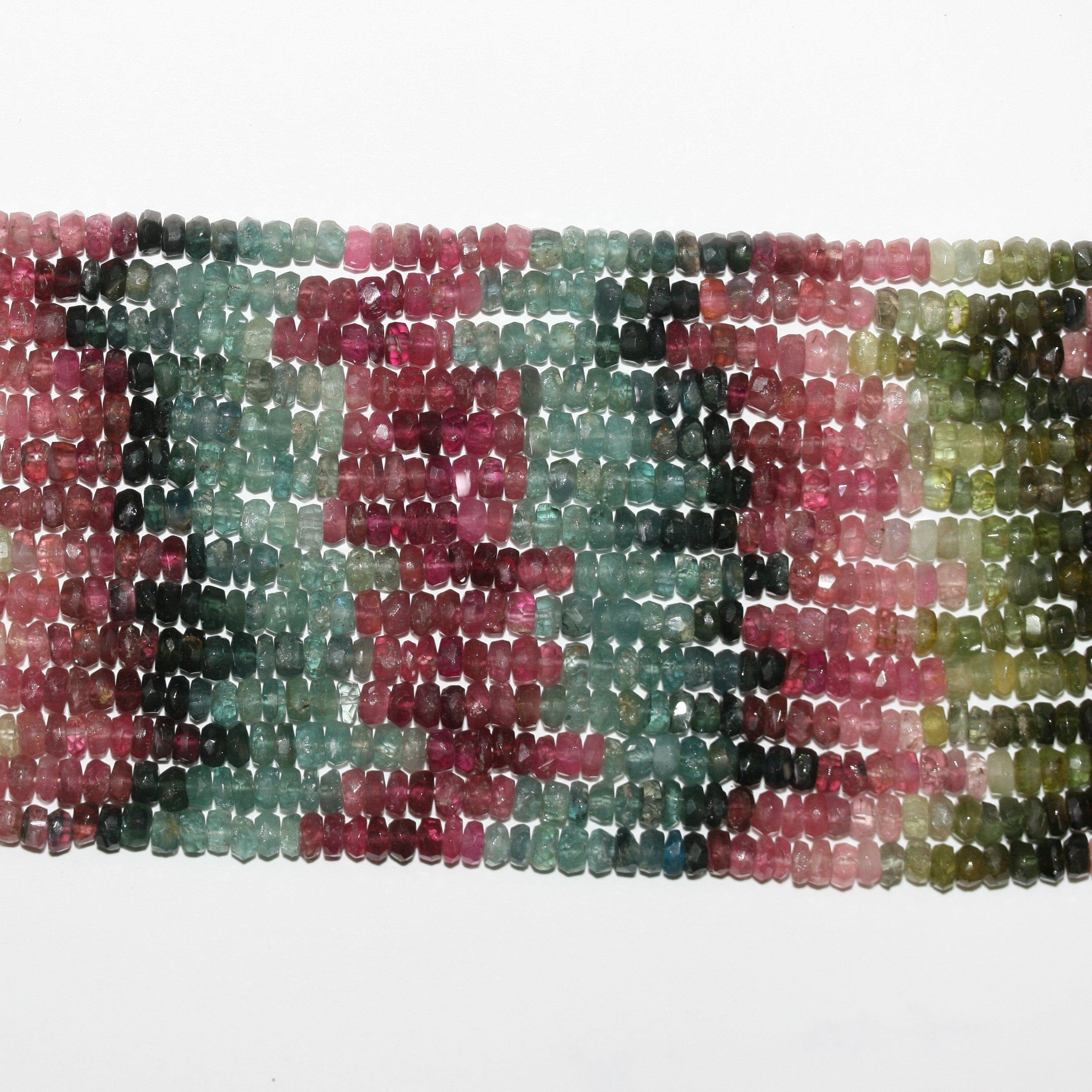 Perles rondelles à facettes en tourmaline St de 14 pouces, 4 x 2 mm - Fil de 36 cm.