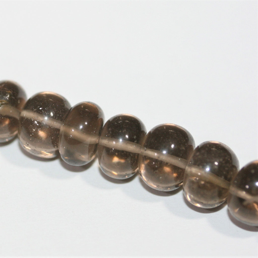 Cuentas redondas lisas graduadas de cuarzo ahumado de 18" de 6 x 5-9 x 6 mm, hilo de 46 cm.