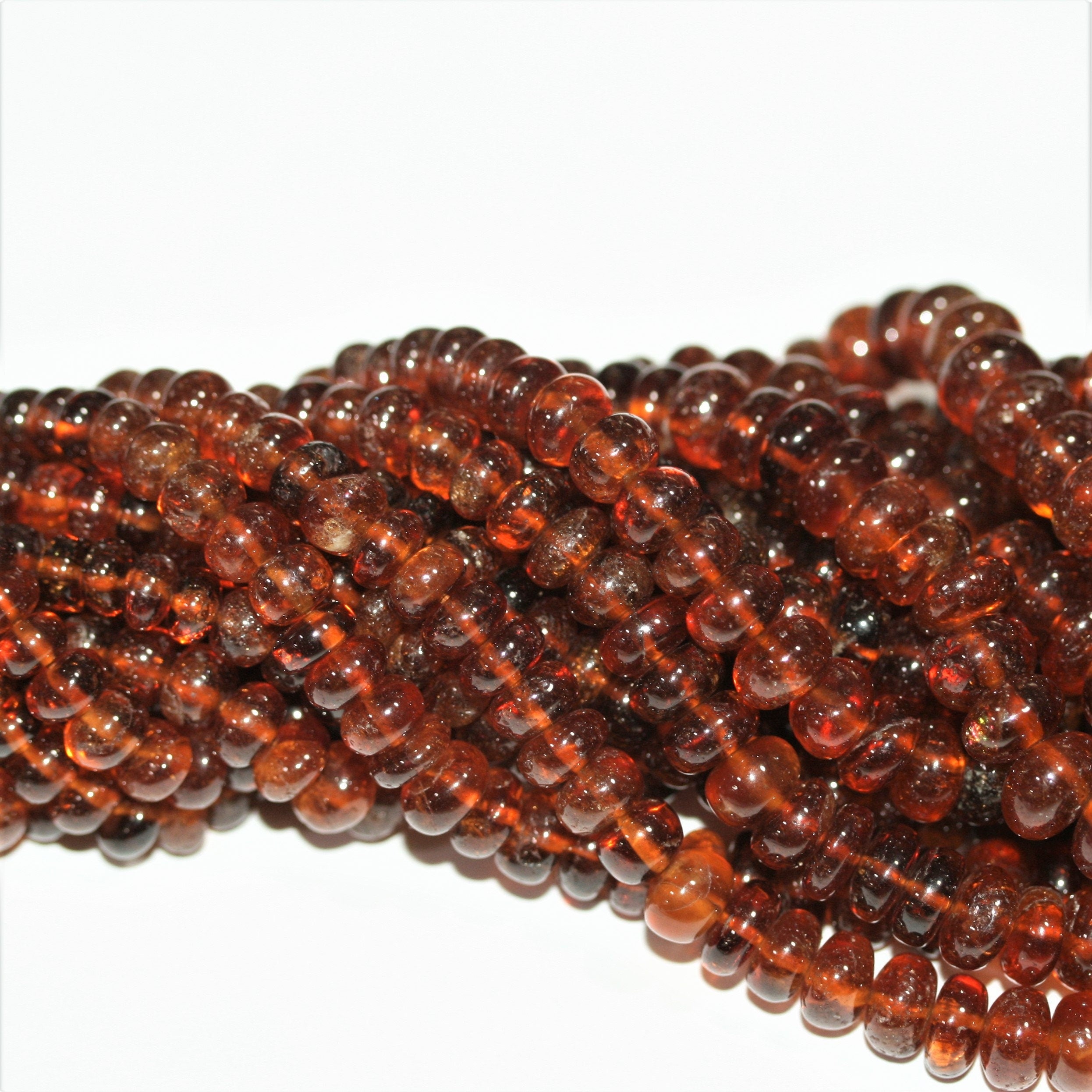 Cuentas redondas lisas graduadas de granate St Hessonite de 18", 5 x 3-11 x 6 mm. Aprox. - Hilo de 46 cm.