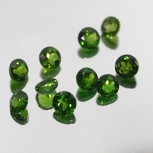 10 Pcs Lot Chrome Diopside Faceted Round 5mm.(10 pcs) - Hard Gems