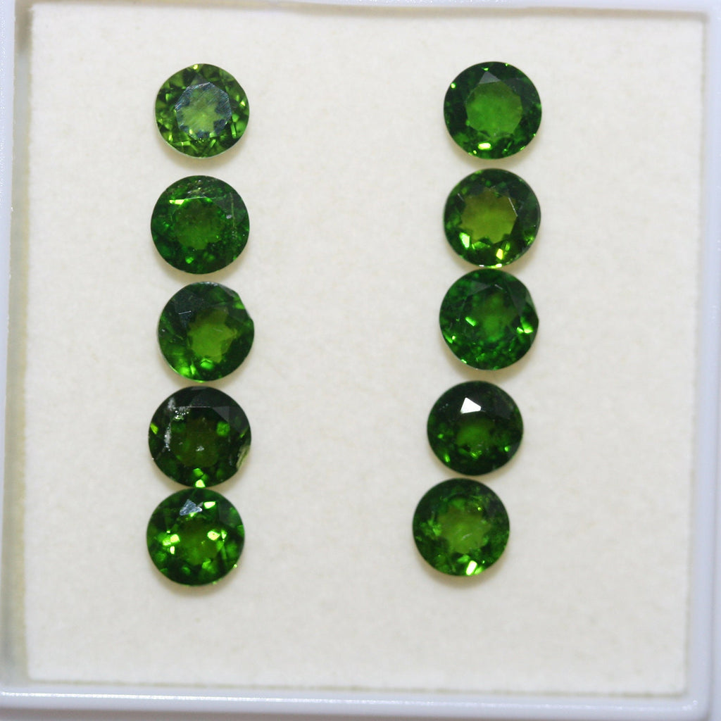 10 Pcs Lot Chrome Diopside Faceted Round 5mm.(10 pcs)
