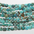 Perles carrées plates lisses turquoise 8" 8-10 mm.-Rig 20 cm.