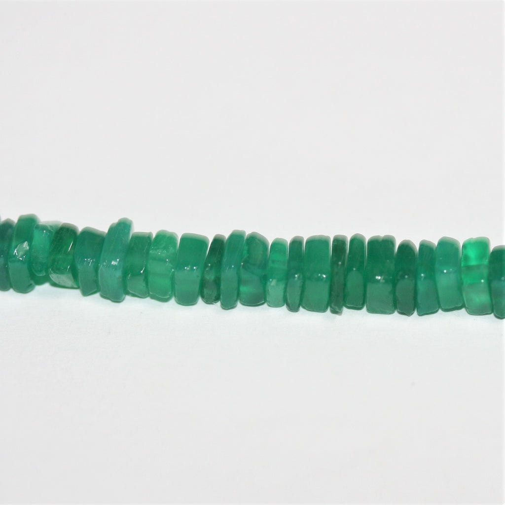 Cuentas cuadradas planas lisas de ónix verde St. de 16" de 5 x 2 mm - Hilo de 42 cm.