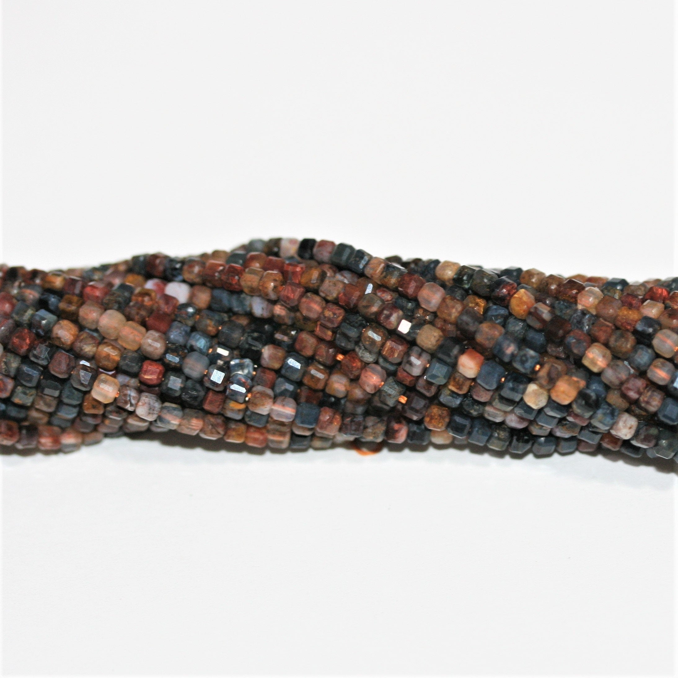 15" St Pietersite Faceted Cube Beads 2mm.-Strand 39cm. - Hard Gems