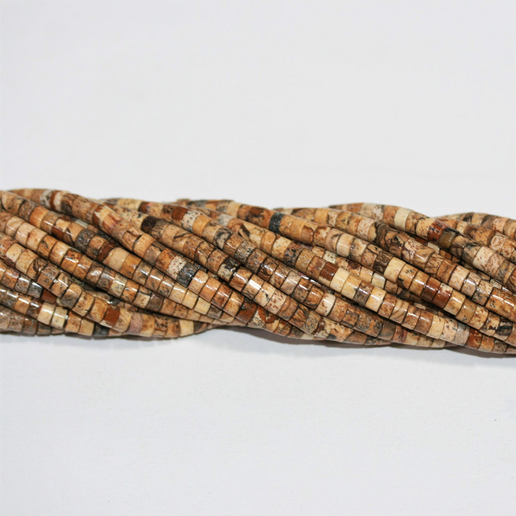 Perles de disque lisses en jaspe brun St 15" 4x2mm.-Rig 39cm.