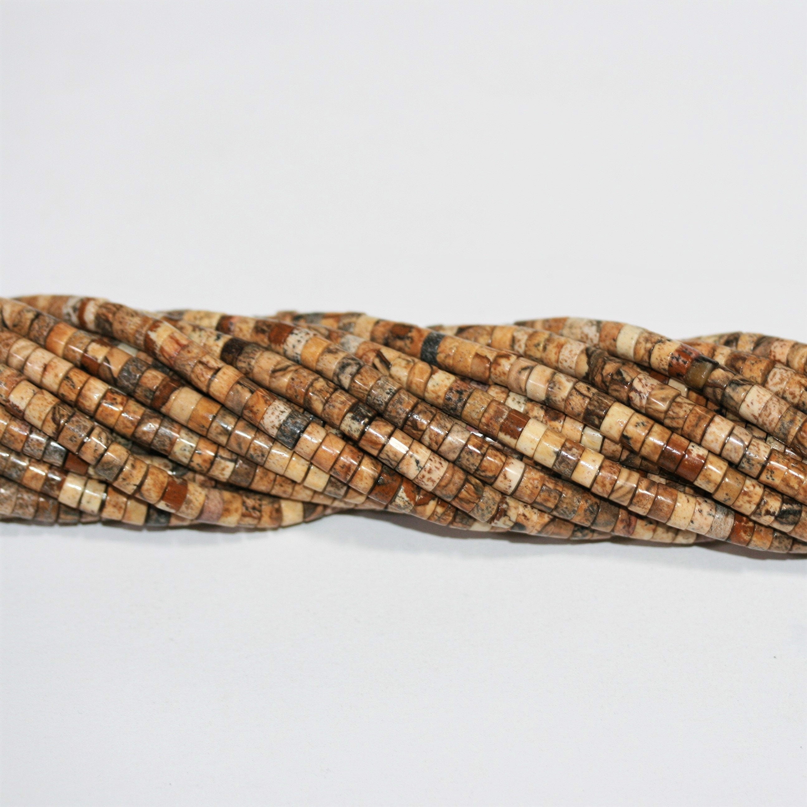 Perles de disque lisses en jaspe brun St 15" 4x2mm.-Rig 39cm.