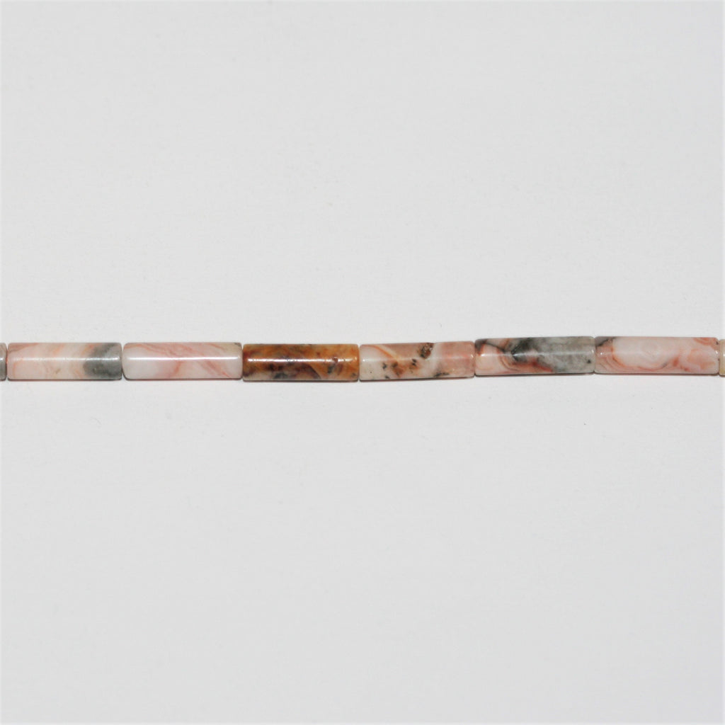 Perles tubulaires lisses en agate folle St 15" 13x4mm.- Brin 39cm.