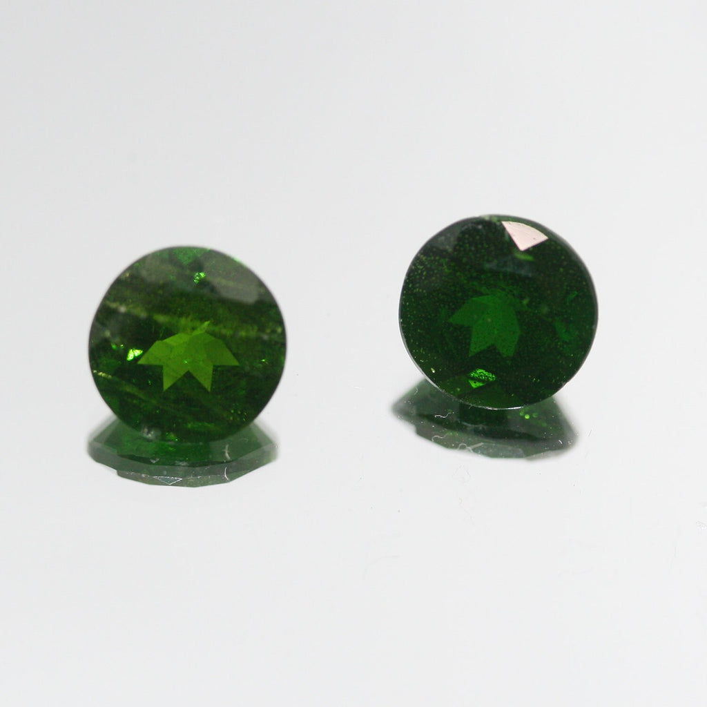 2 Pcs Pair 8mm Russian Chrome Diopside Faceted Round Natural Untreated Gemstone - Price is per Lot in the Picture - Hard Gems