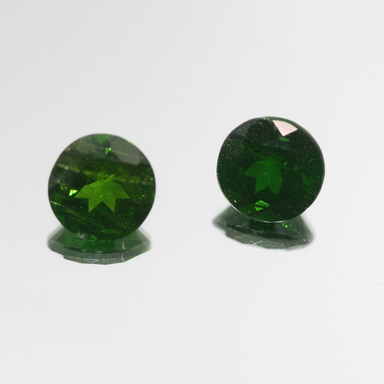 2 Pcs Pair 8mm Russian Chrome Diopside Faceted Round Natural Untreated Gemstone - Price is per Lot in the Picture - Hard Gems