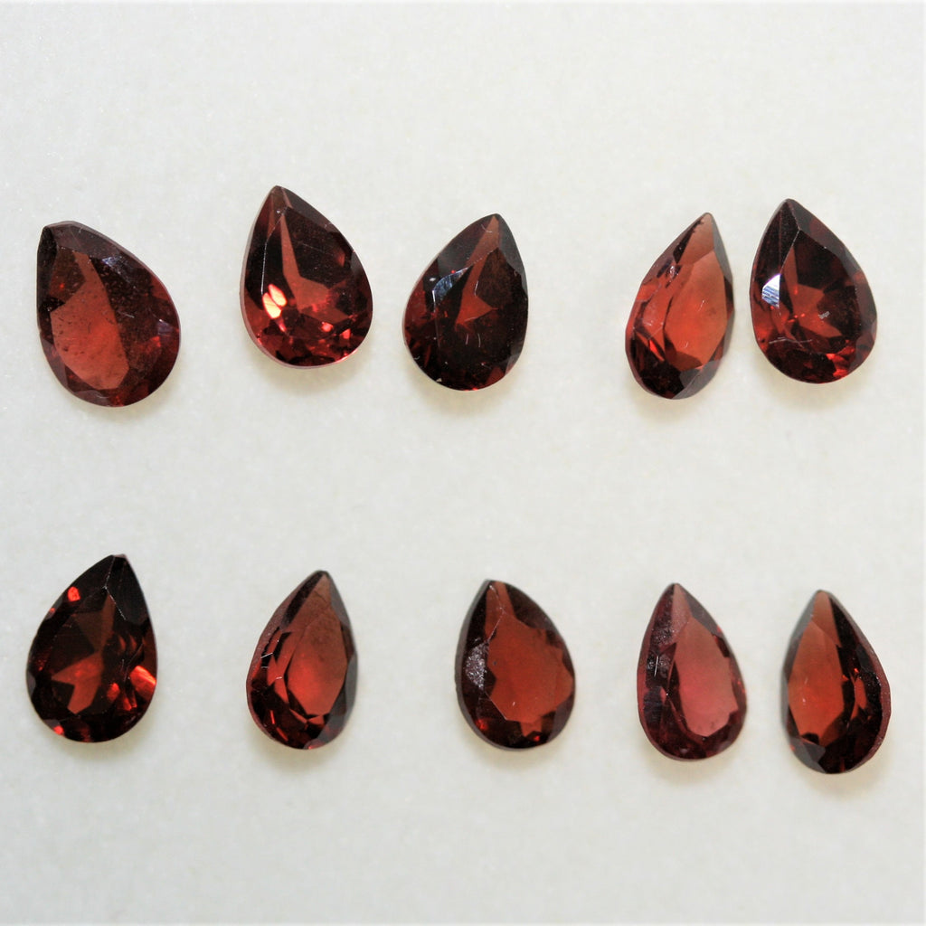 10 Pcs Lot Garnet Faceted Drop 6x4mm. (10 Pieces)