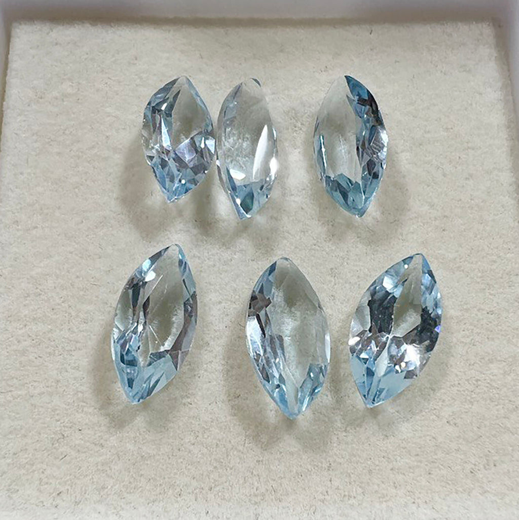6Pcs Lot Blue Sky Topaz Faceted Marquise 10x5mm. (6 Pcs.). - Hard Gems