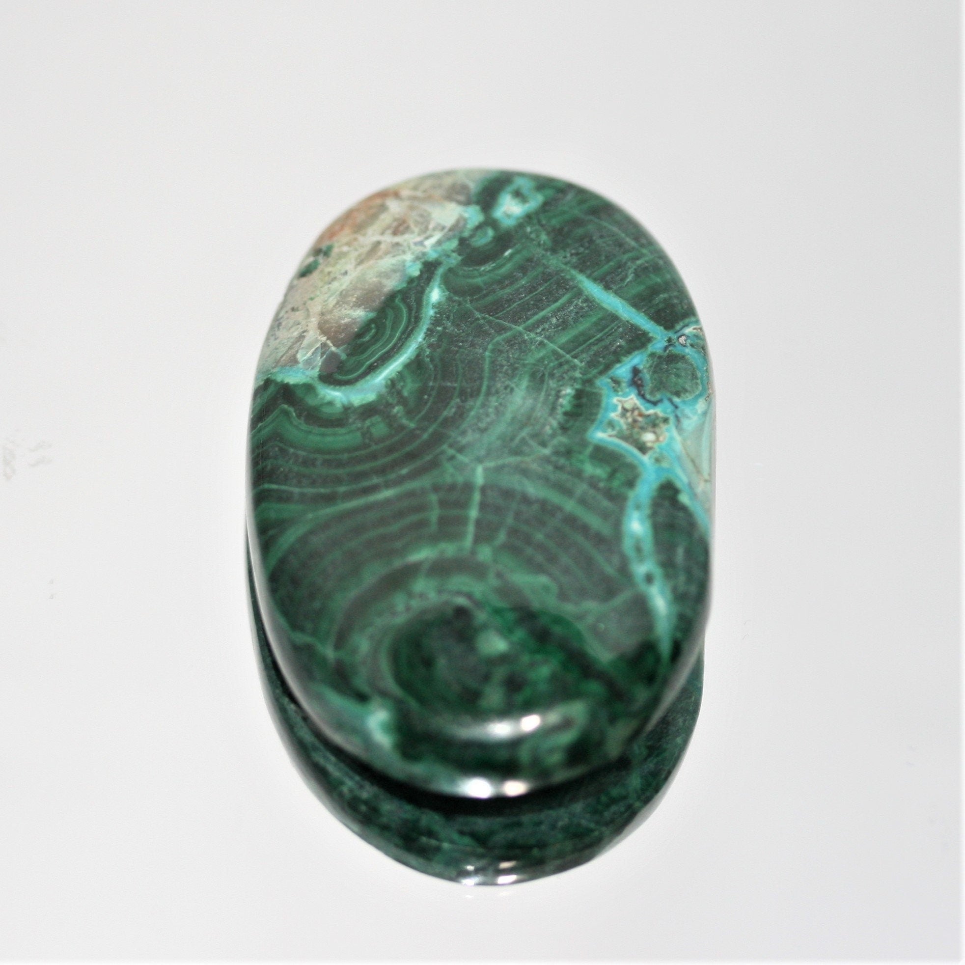 Big AAA Chrysocolla- Malachite Smooth Oval Cabochon 44.9x27.6mm. (104.8 ct.) - Collector Gemstones- Jewelry Supplier- Natural Gemstones