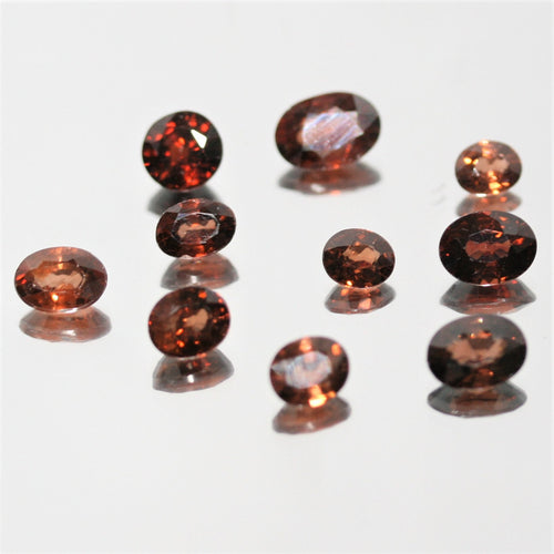 10 Pcs Lot Brown Zircon Faceted Oval 5.2x4.4 - 7.8x5.5 (10.2 ct.).- Ref: 050LO