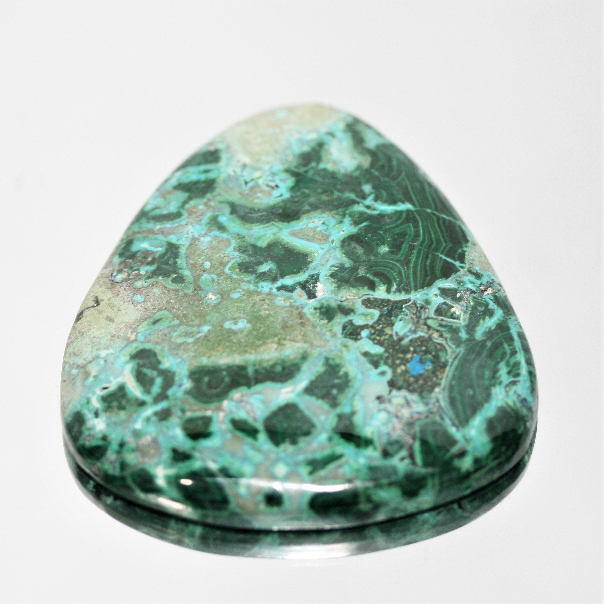 Big AAA Chrysocolla- Malachite Smooth Drop Cabochon 53.7x47.6mm. (162ct.)