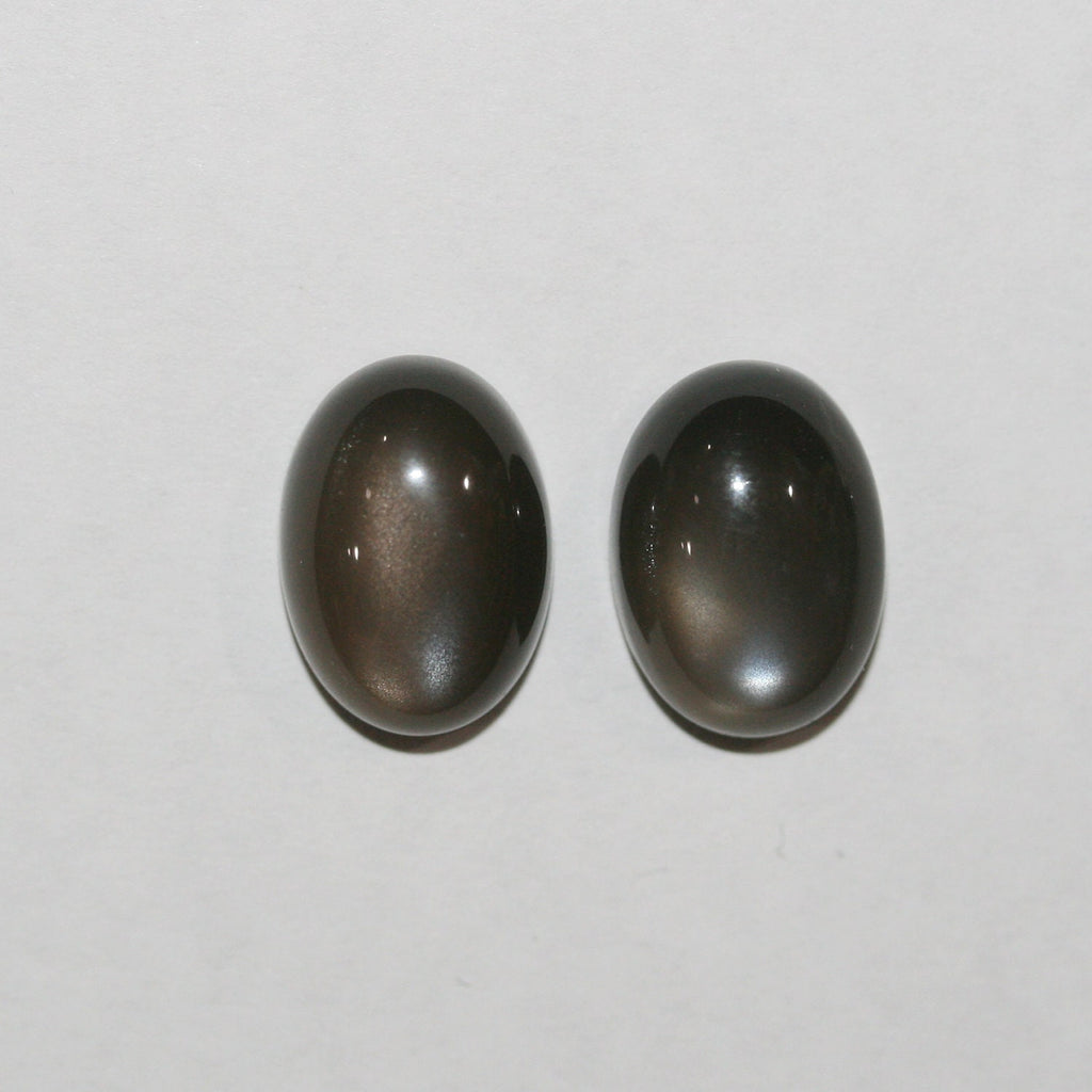 Lote de 2 cabujones ovalados de piedra lunar gris de 14 x 10 mm (2 piezas).