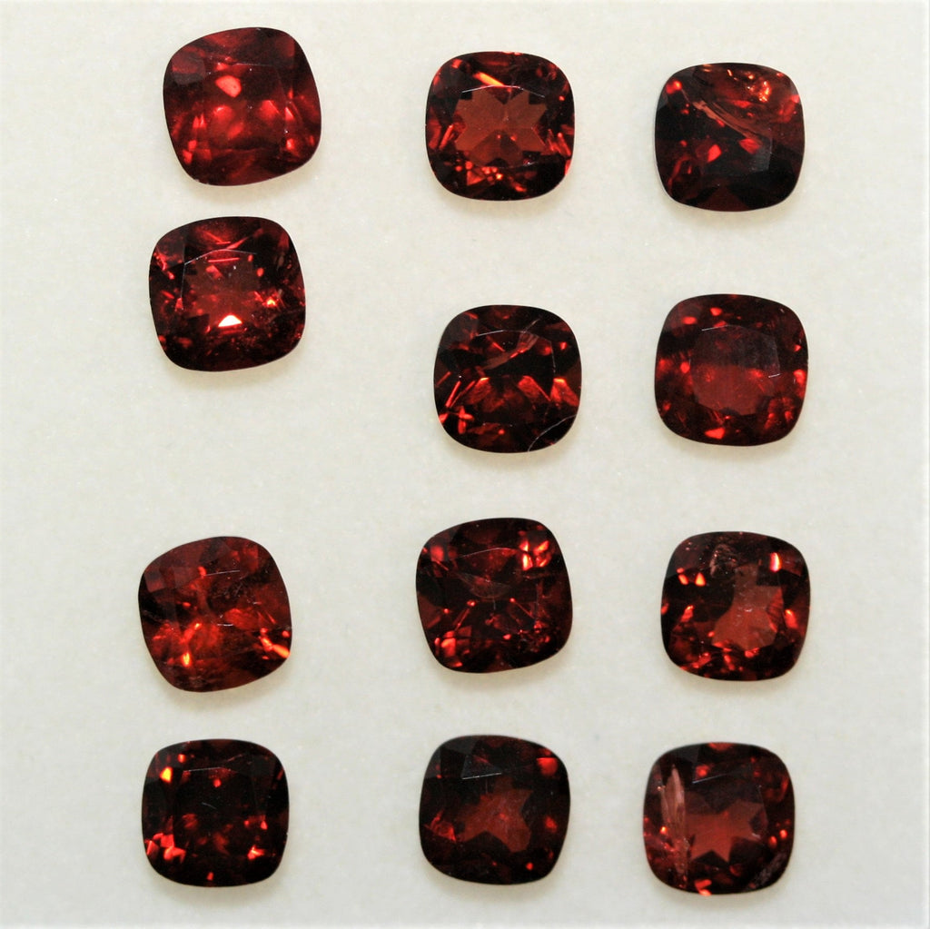 12 Pcs Lot Garnet Faceted Cushion 5mm. (12 Pieces)