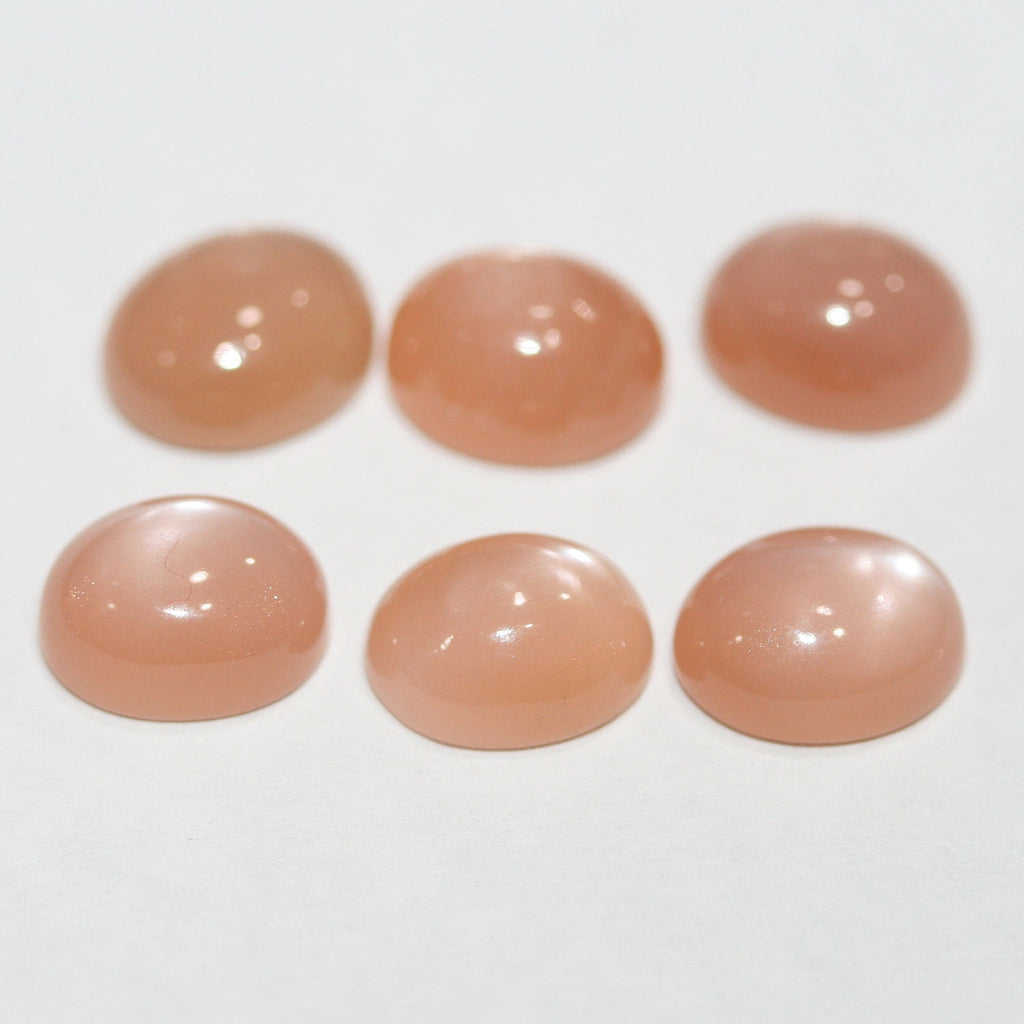 Lote de 6 cabujones ovalados de piedra lunar marrón de 10 x 8 mm (6 piezas)