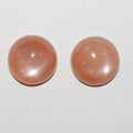 Lote de 2 cabujones redondos de piedra lunar marrón de 14 mm (2 imágenes).