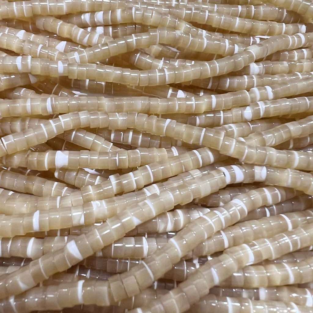 Cuentas de disco lisas MOP marrón de 4 x 2 mm (15") - Hilo de 39 cm