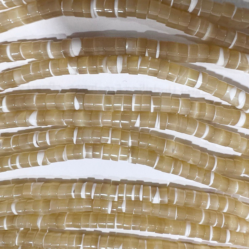 Cuentas de disco lisas MOP marrón de 4 x 2 mm (15") - Hilo de 39 cm