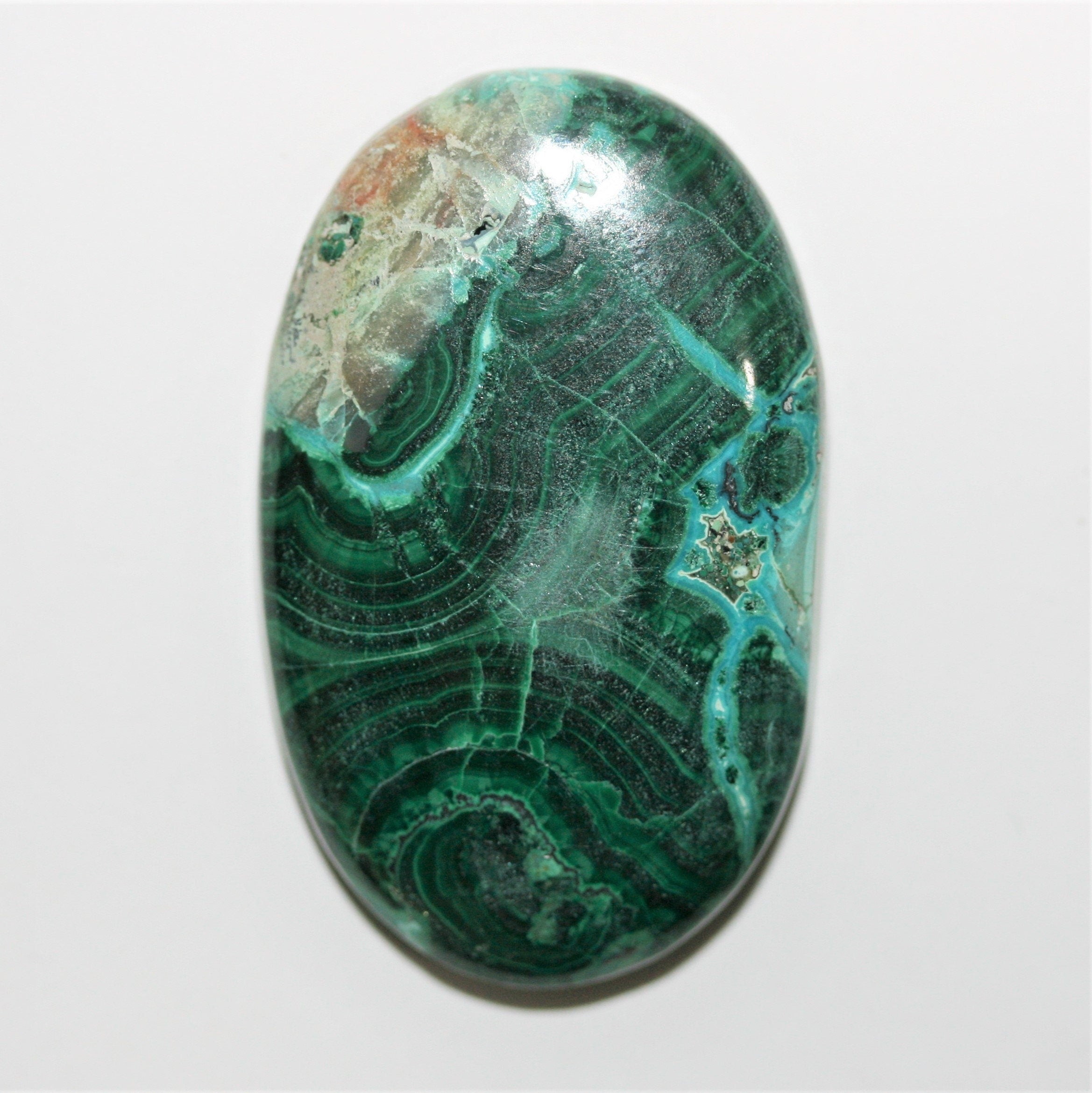 Big AAA Chrysocolla- Malachite Smooth Oval Cabochon 44.9x27.6mm. (104.8 ct.) - Collector Gemstones- Jewelry Supplier- Natural Gemstones