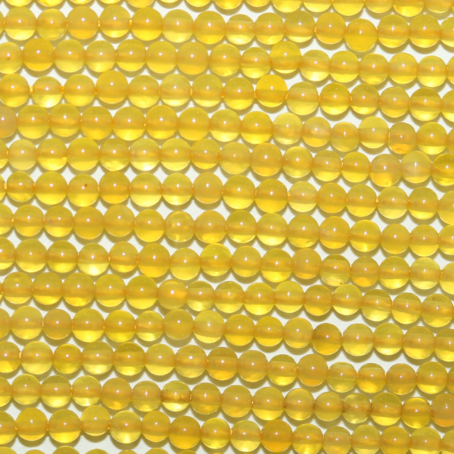 Cuentas redondas lisas de ágata amarilla de 16" (2 mm) - Hilo de 40 cm