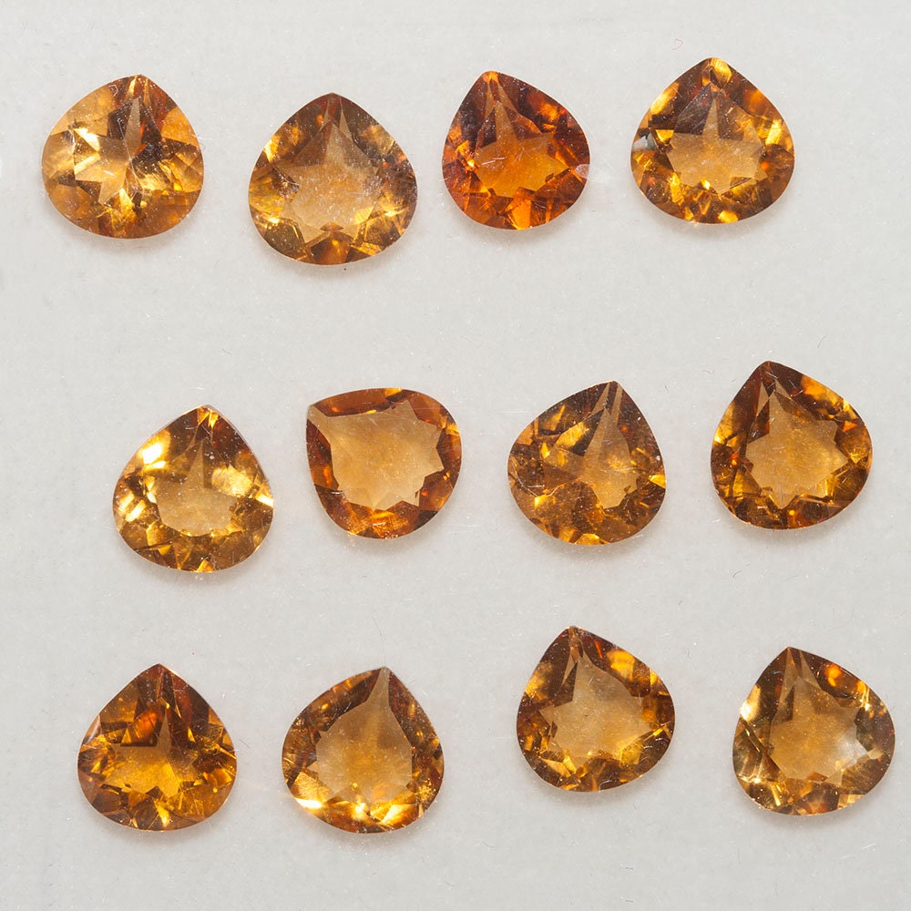 12Pcs Lot Citrine Faceted Drop 6mm ( 12pcs )-Gemstone Parcels