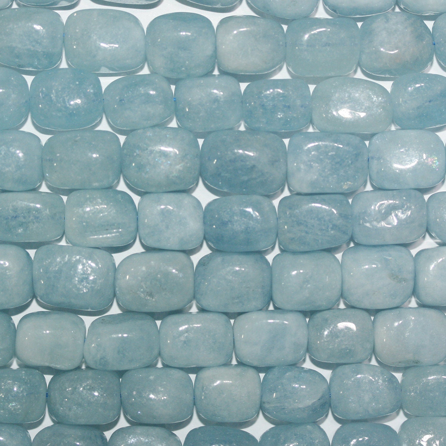 Cuentas de aguamarina lisas de 16" (14 x 10 mm) - Aprox. - Hilo de 40 cm