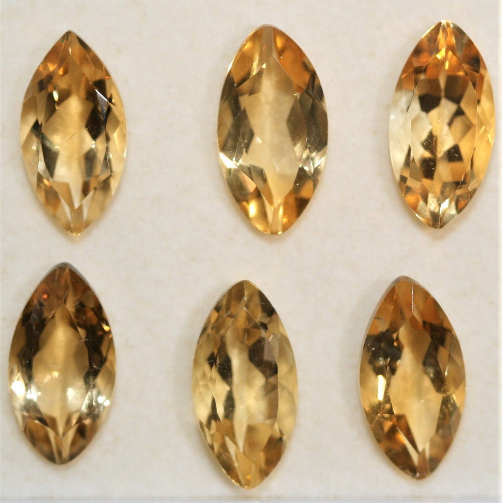 Lote de 6 piezas de citrino facetado marquesa de 12 x 6 mm. (6 piezas)