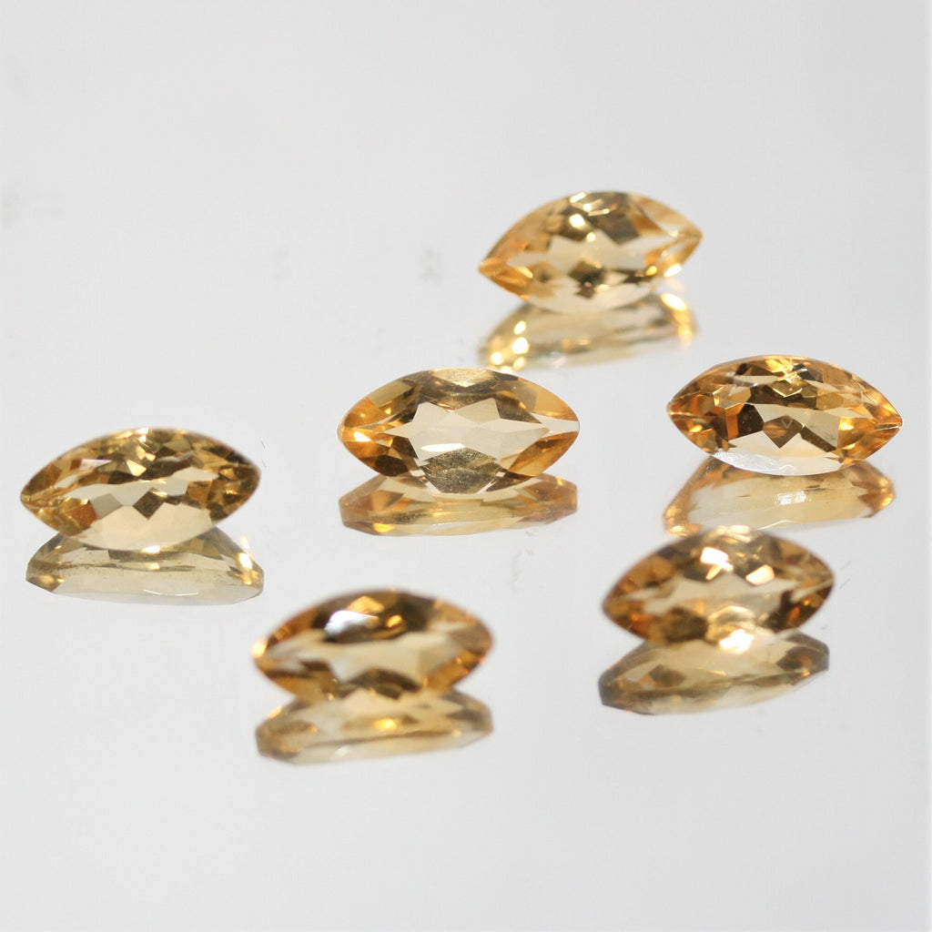 Lote de 6 piezas de citrino facetado marquesa de 12 x 6 mm. (6 piezas)