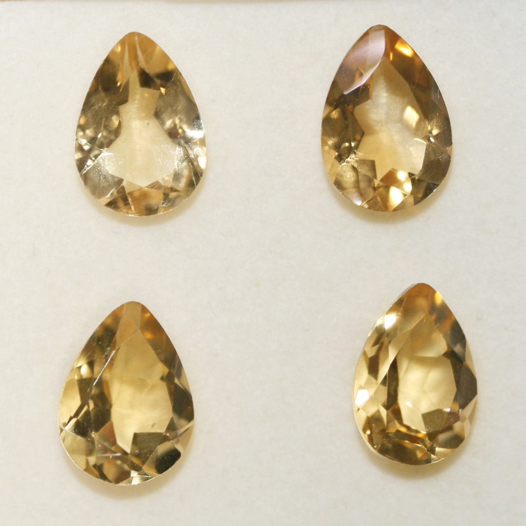 Lote de 4 piezas de gota facetada de citrino de 10 x 7 mm. (4 piezas).