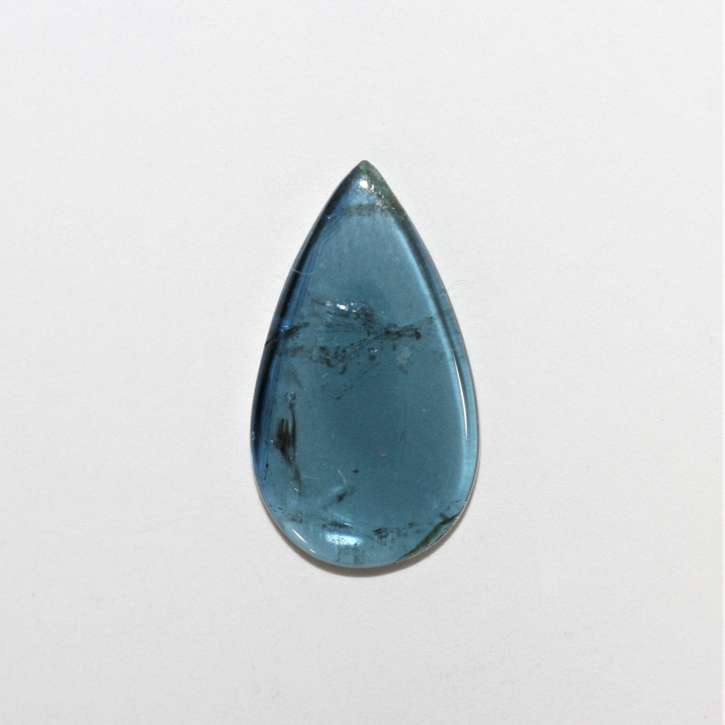 Blue Tourmaline Indicolite Drop  Cabochon 16x9mm. (2.19ct.) - Natural Gemstone- Top Color Rare Stone - Hard Gems
