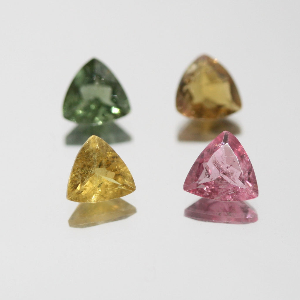 Multicolor Tourmaline lot Faceted Square 5-5.5mm. (4pcs)  - Gemstone Parcels- Loose Stones Wholesale Price - Natural Gems - Hard Gems