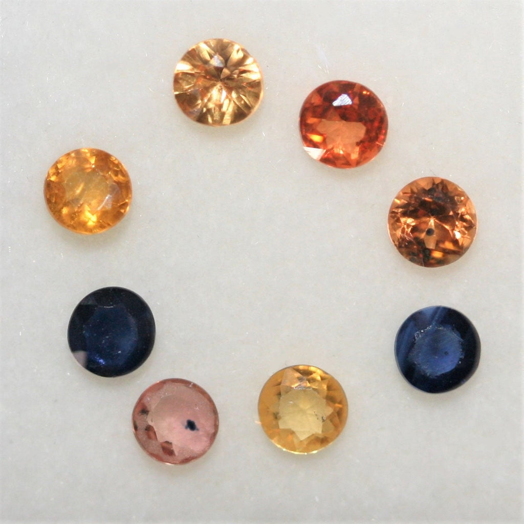Multicolor Sapphire Lot Faceted Round 3.2-3.4mm. (8pcs)  -Gemstone Parcels-Loose Stones Wholesale Price-Natural Gems - Hard Gems