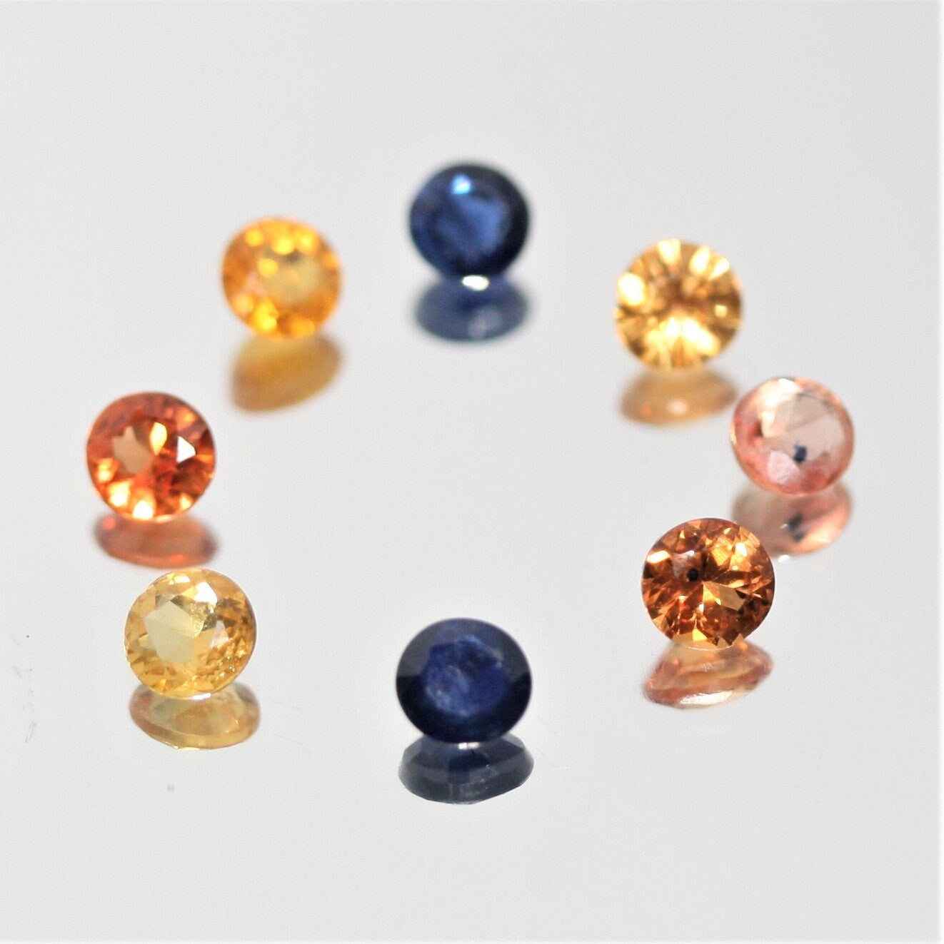 Multicolor Sapphire Lot Faceted Round 3.2-3.4mm. (8pcs)  -Gemstone Parcels-Loose Stones Wholesale Price-Natural Gems - Hard Gems