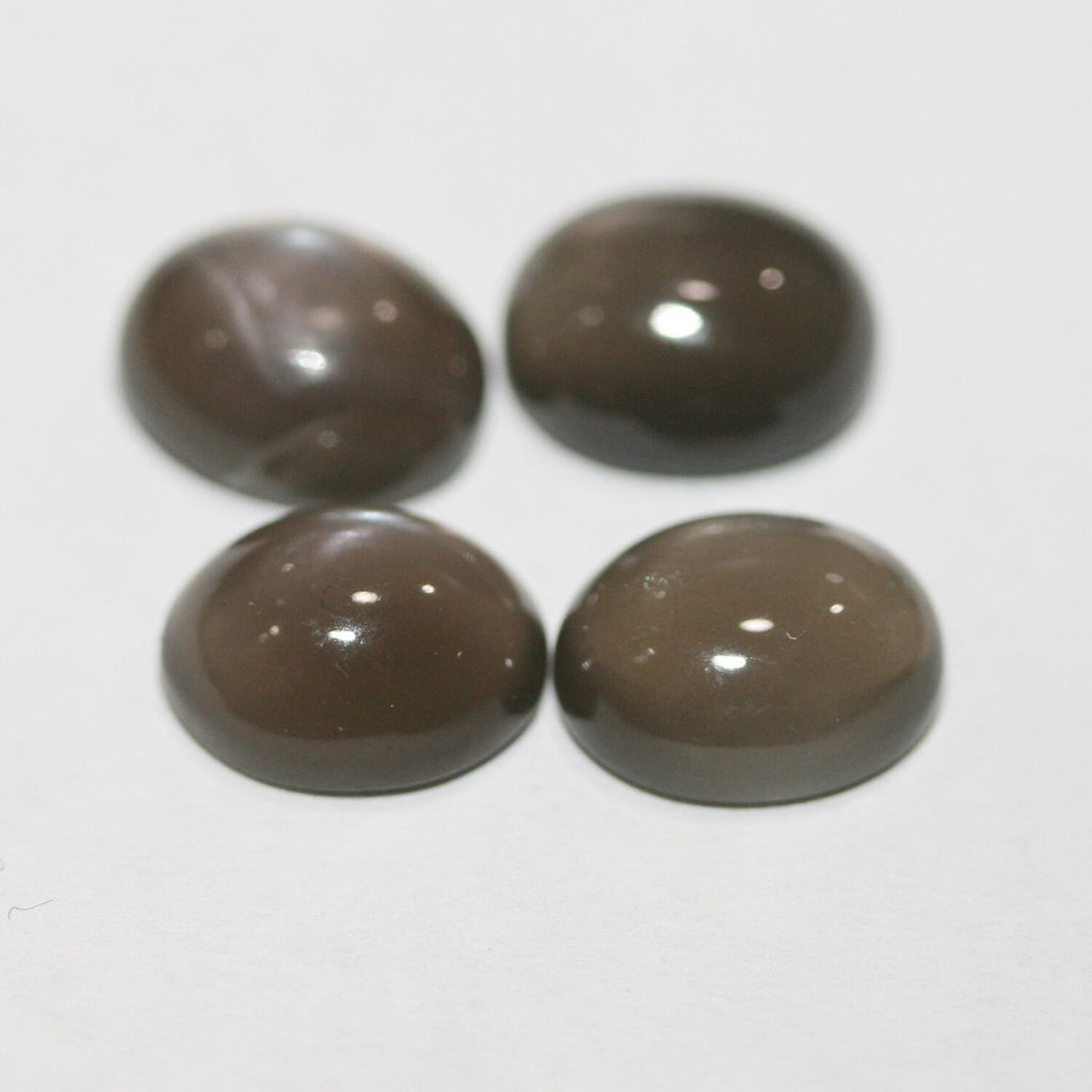 Lote de 4 cabujones ovalados de piedra lunar gris de 10 x 8 mm (4 piezas).