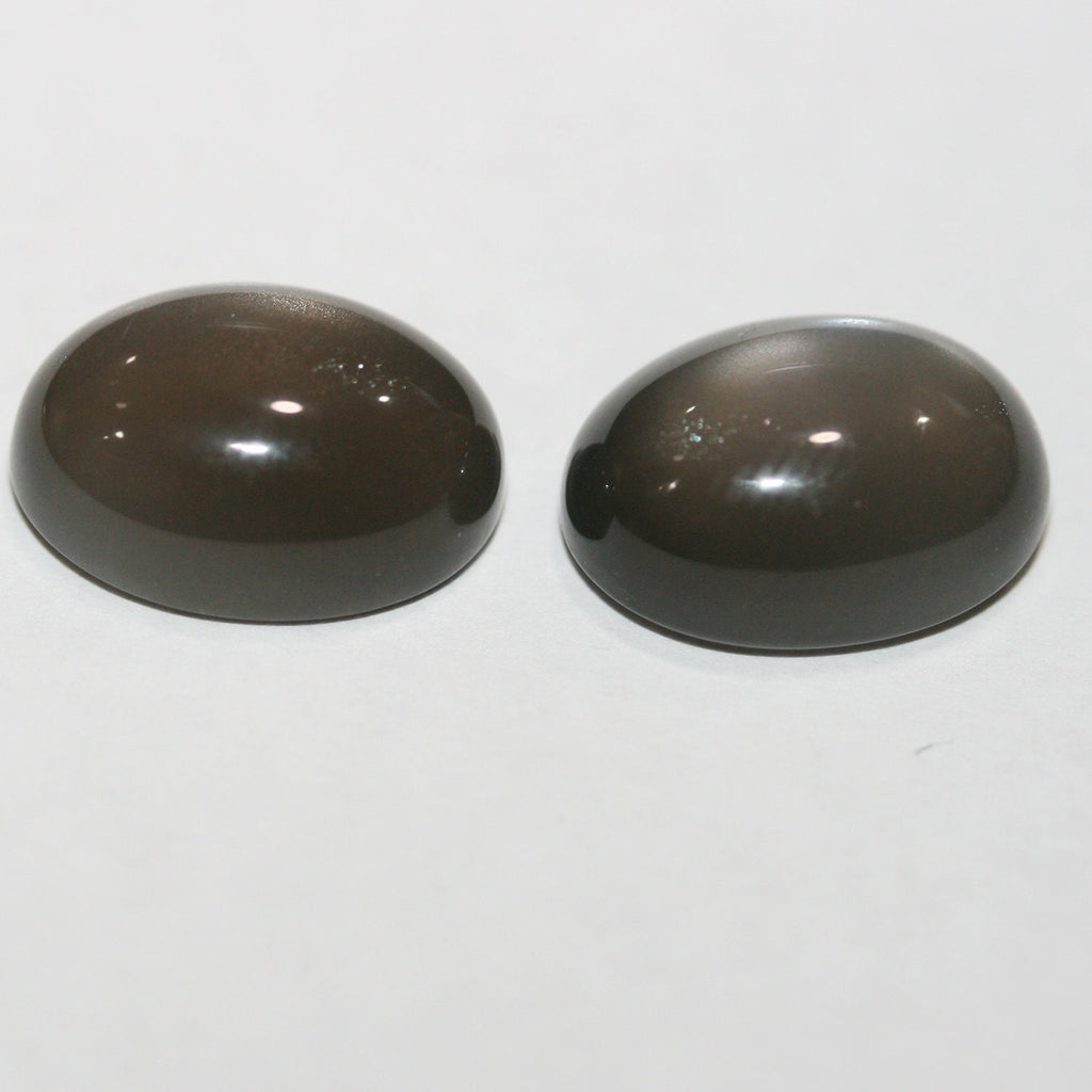 Lote de 2 cabujones ovalados de piedra lunar gris de 14 x 10 mm (2 piezas).