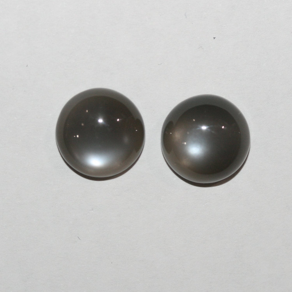 Lote de 2 cabujones redondos de piedra lunar gris de 12 mm. (2 piezas)